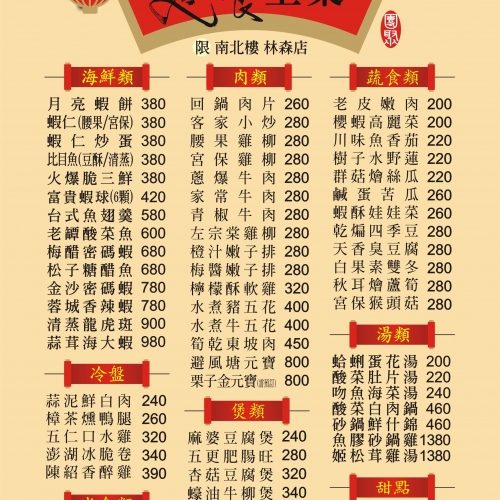 114年林森店內用菜單(單點+套飽多人餐)